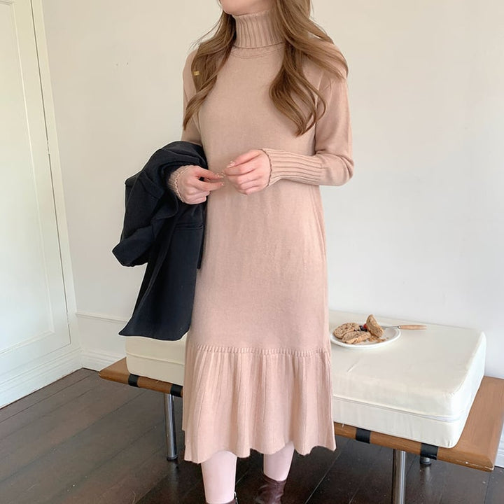 【dress】ハイネックマーメイドニットワンピース　M18205