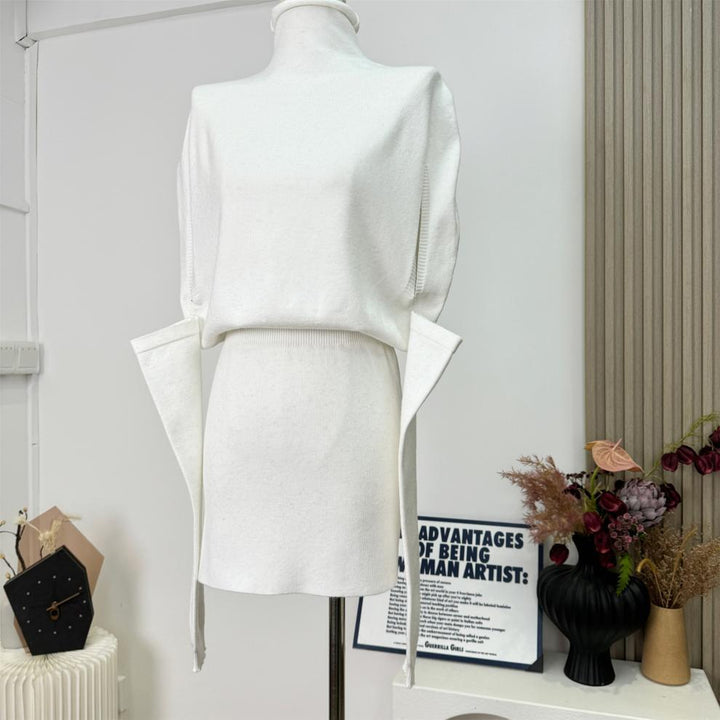 【dress】アームカバー付きニットケープワンピース　M28368
