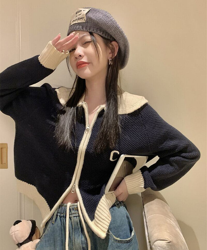 【outer】ファスナーニットカーデ　M27879