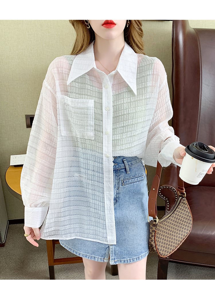 【tops】3色シャツトップス韓国系着心地良いゆったり　M16893