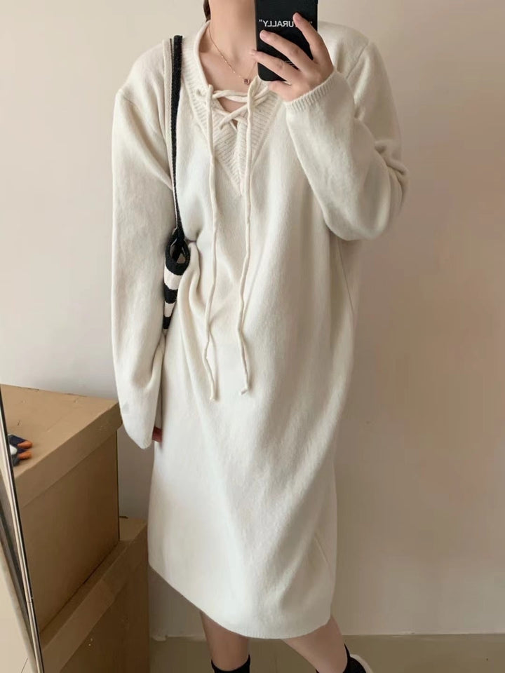 【dress】無地ニットワンピース　M18467