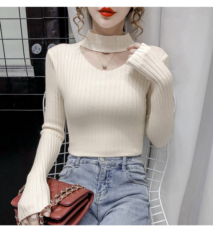 【tops】カットワークニットトップス　M27003