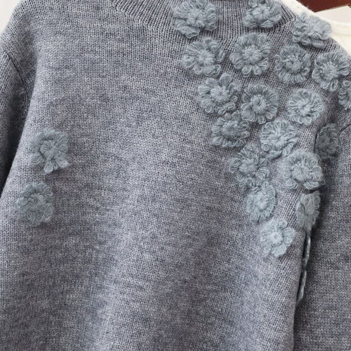 【tops】フラワーモチーフニットトップス　N2904