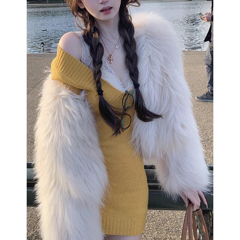 【dress】Vネックニットワンピース　M27304
