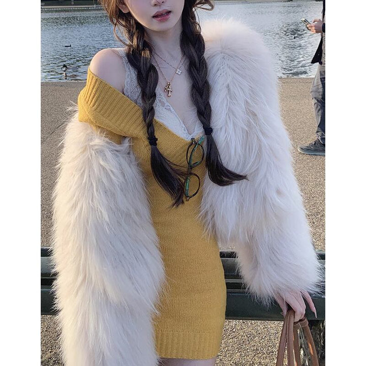 【dress】Vネックニットワンピース　M27304