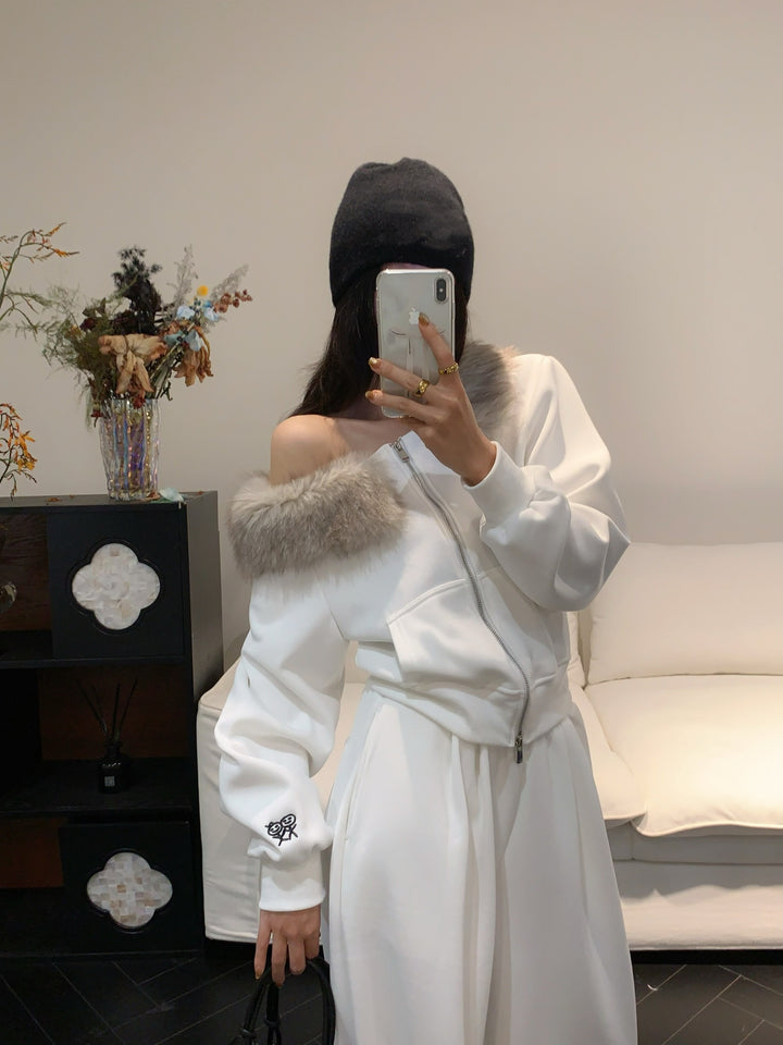 【set】オフショルファートップス×ワイドパンツセット  K0648