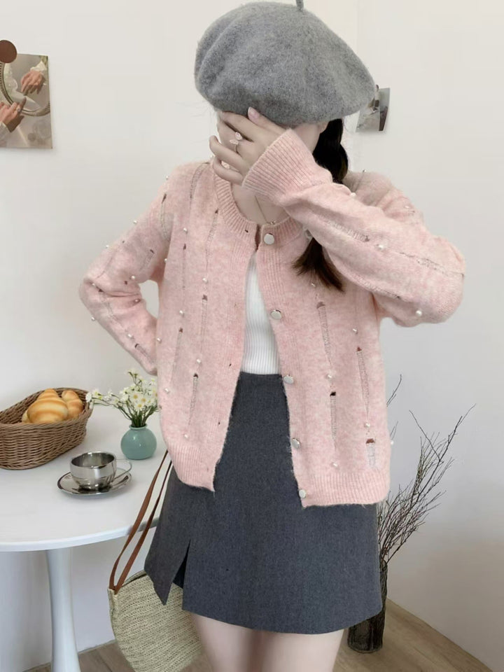 【outer】パールニットカーデ　M25804