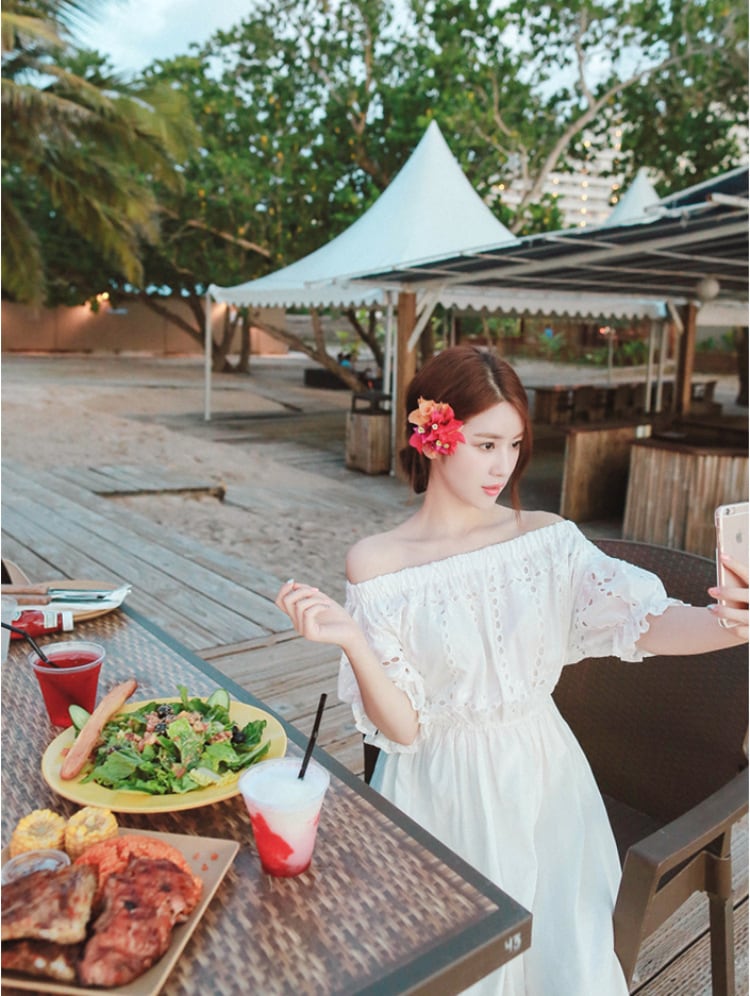 【dress】オフショルダーお洒落旅行デートワンピース　M16938
