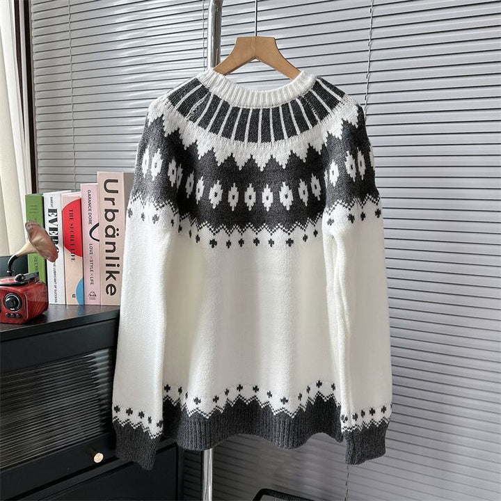 【tops】ジャカードニットセーター　M18558
