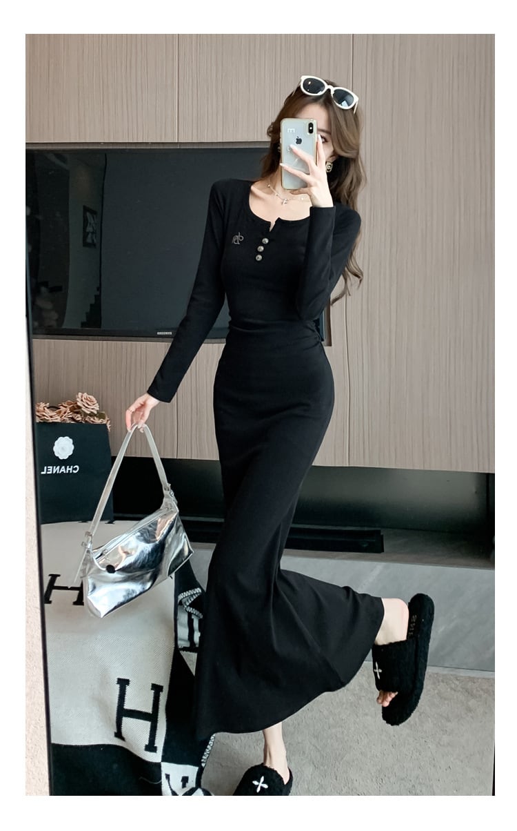 【dress】マーメイドVネックワンピース　M18284