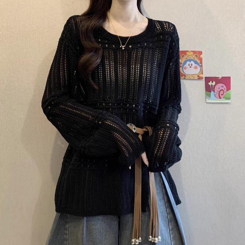 【tops】透かしニットトップス Q8304