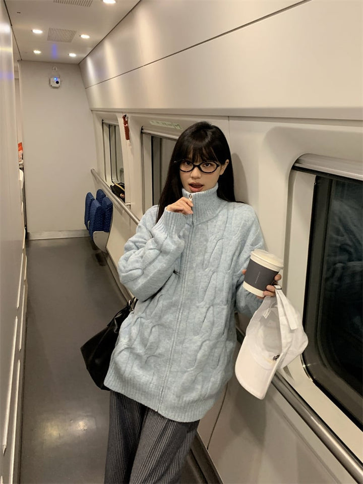 【outer】スタンドネックニットカーデ　M28432