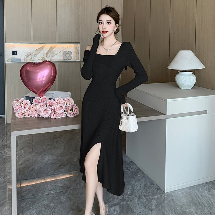 【dress】スリットニットワンピース　M28091