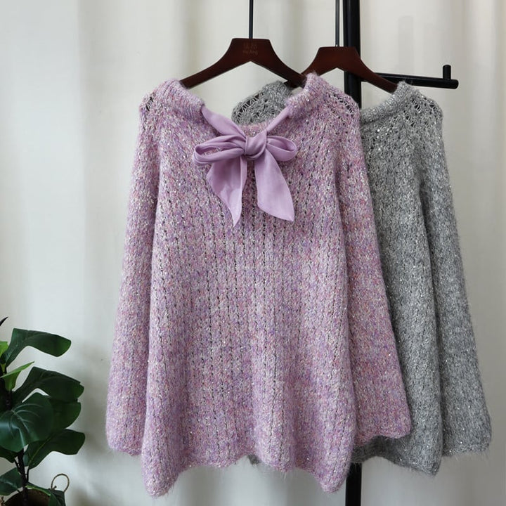 【tops】リボン付きニットセーター　M26372