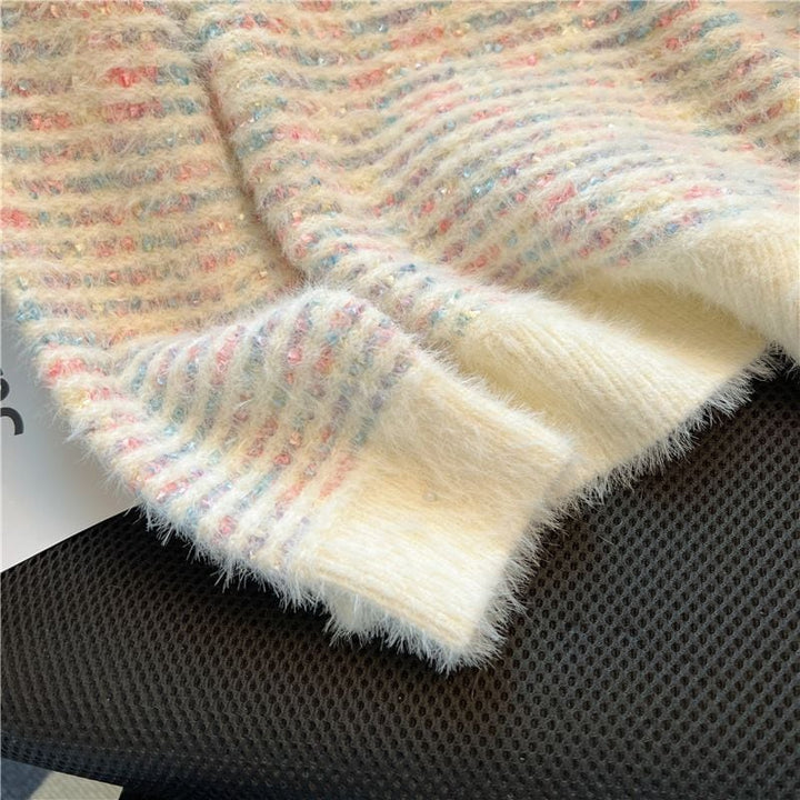 【tops】Vネックキラキラニットセーター　M18001