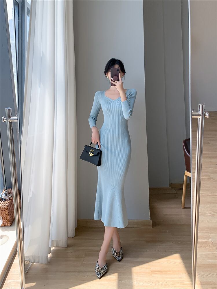 【dress】マーメイドニットワンピース　M28024