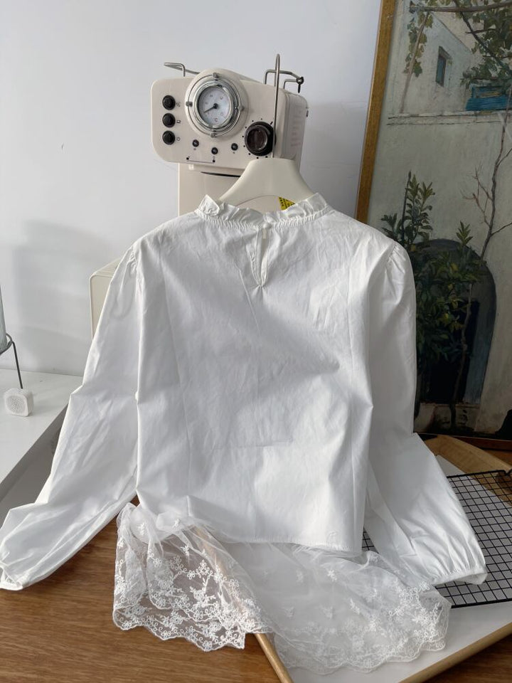 【tops】レース切り替えブラウス　M29703