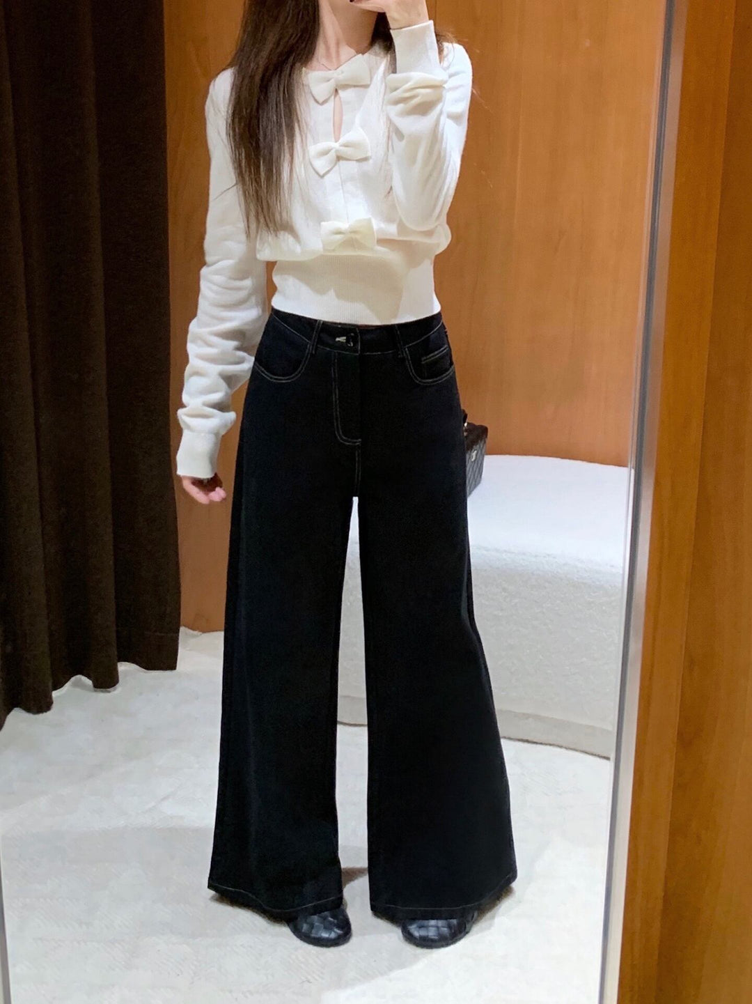 【tops】リボン付きニットトップス　N3332