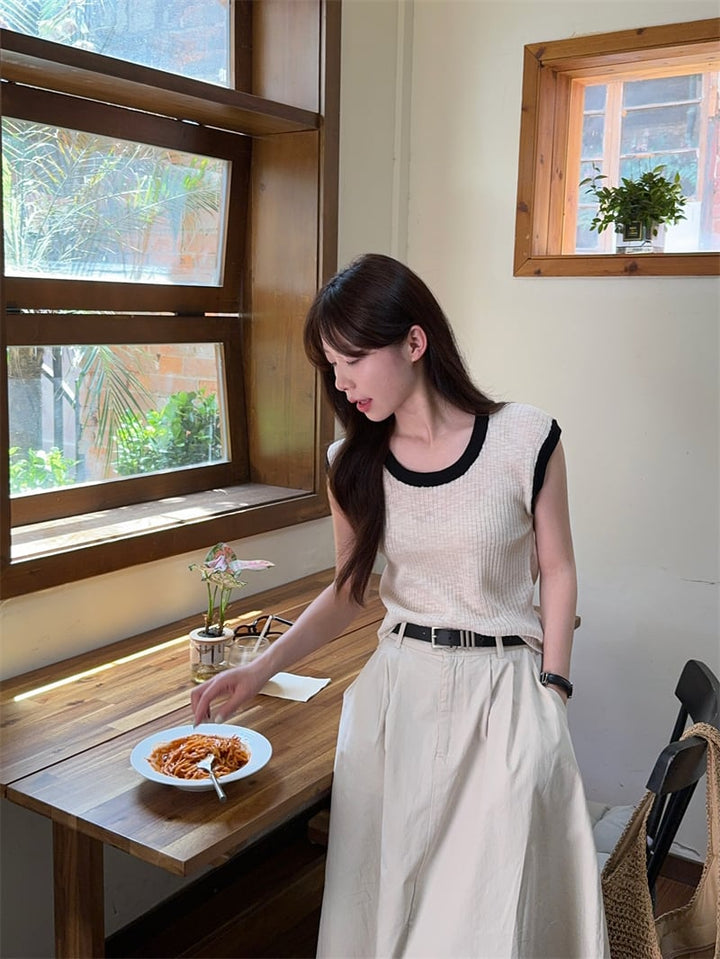 【set】ニットTシャツスカートセット　M23993