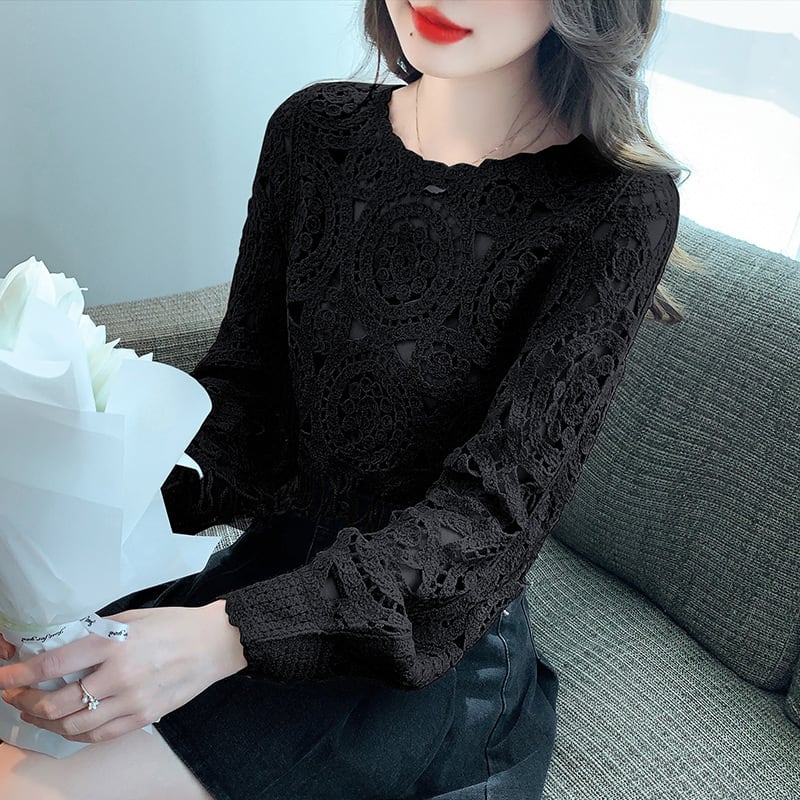 【tops】優しい雰囲気カットワークレーストップス　M17665