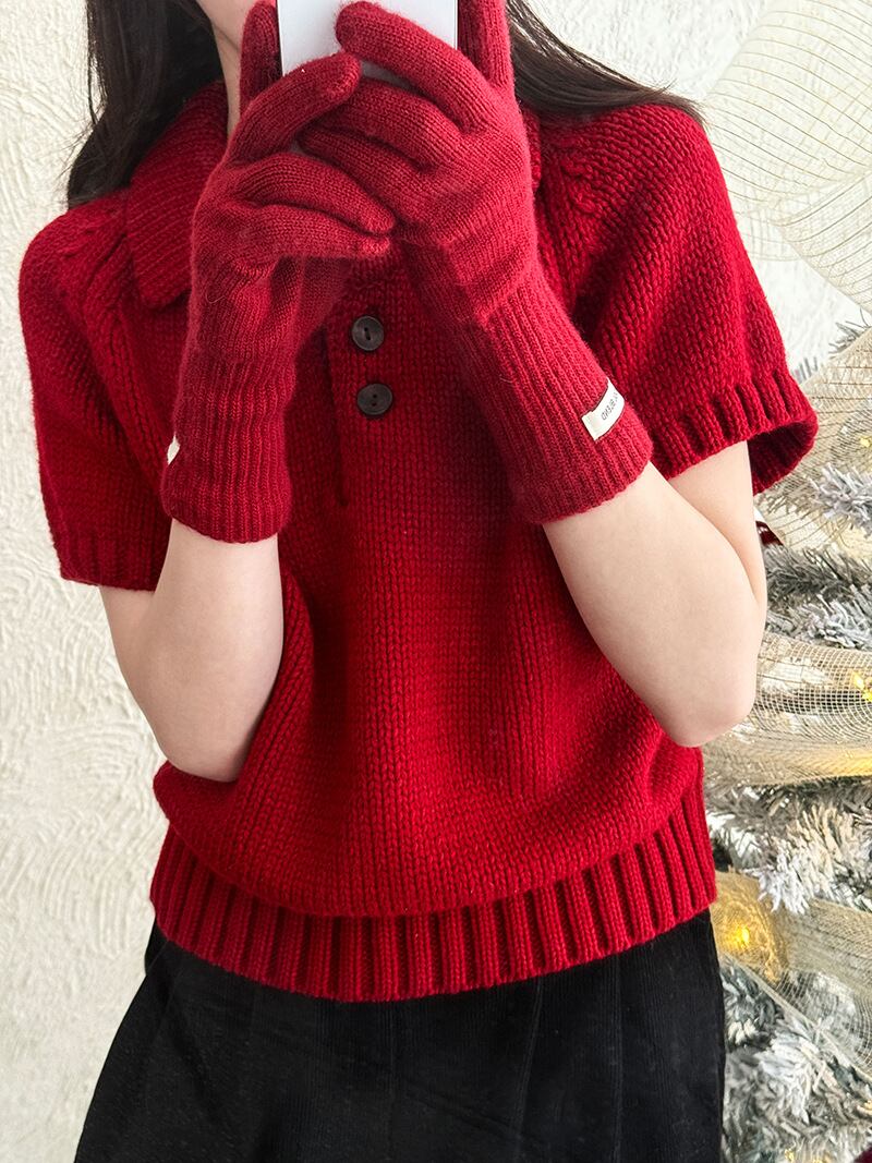 【tops】ショートスリーブニットトップス Q7764