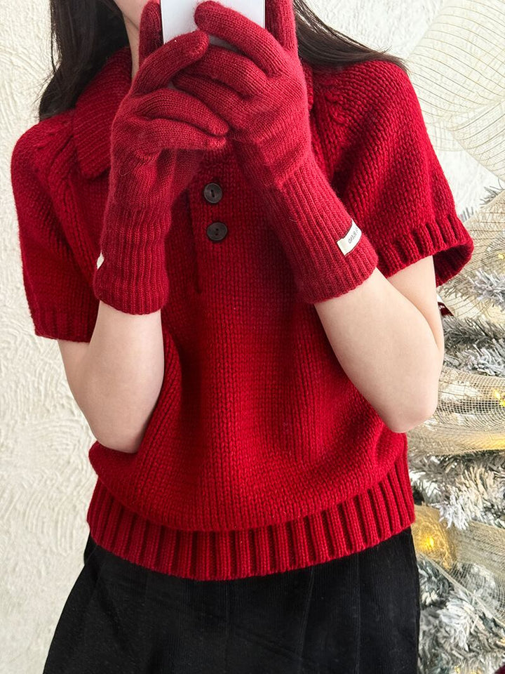 【tops】ショートスリーブニットトップス Q7764