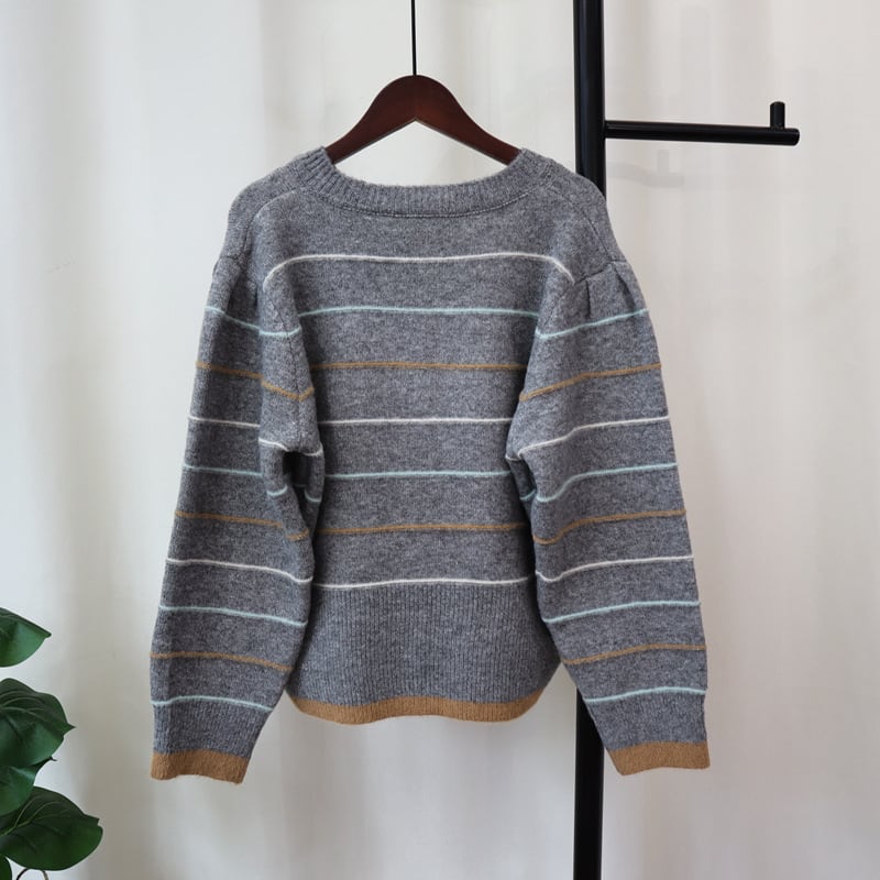 【outer】ボーダー柄ニットカーデ　M25430