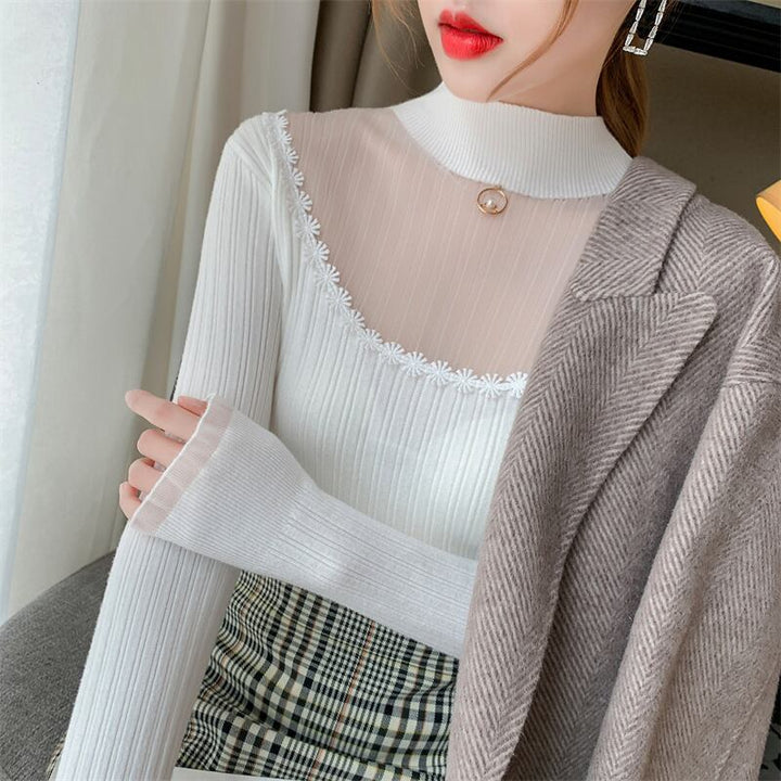 【tops】カットワークニットトップス　M18853