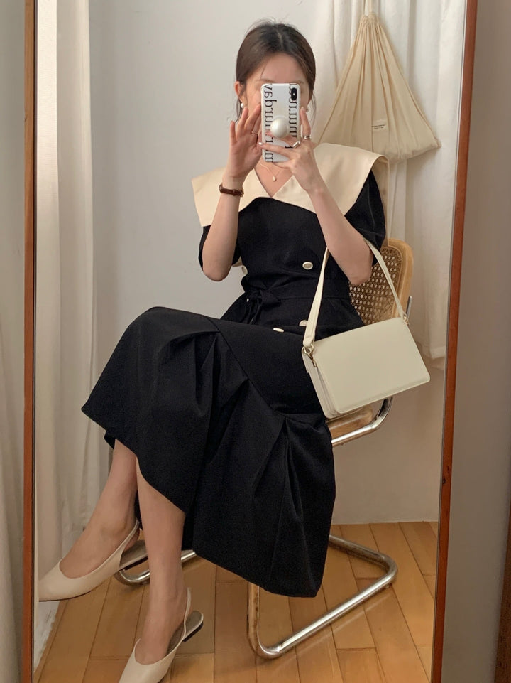 【dress】フリルダブルボタンワンピース　M24745