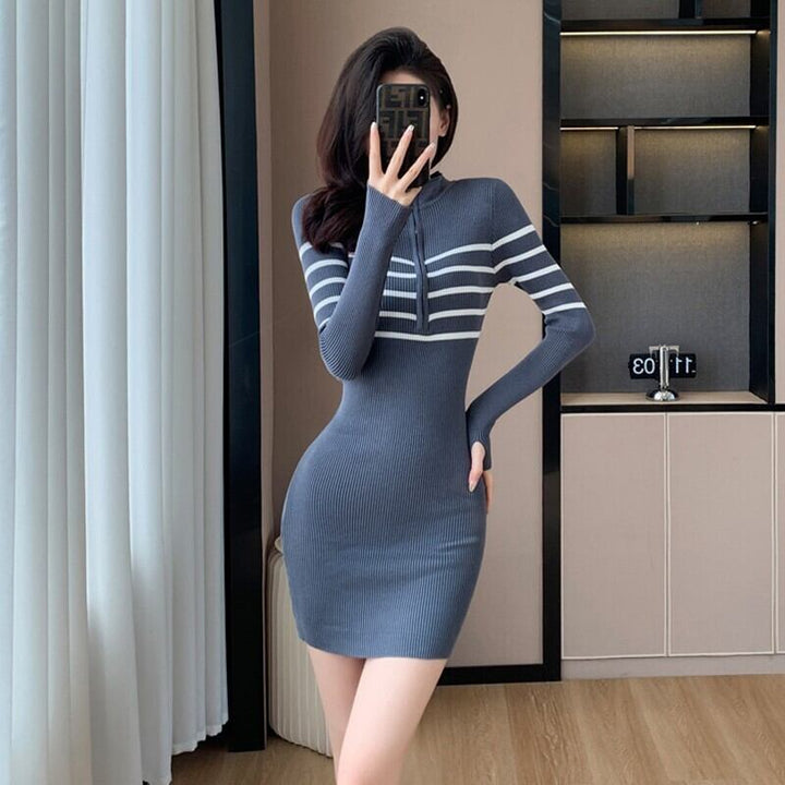 【dress】ファスナーニットワンピース　M18651