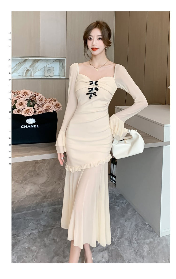 【dress】スリットマーメイドワンピース　M18366
