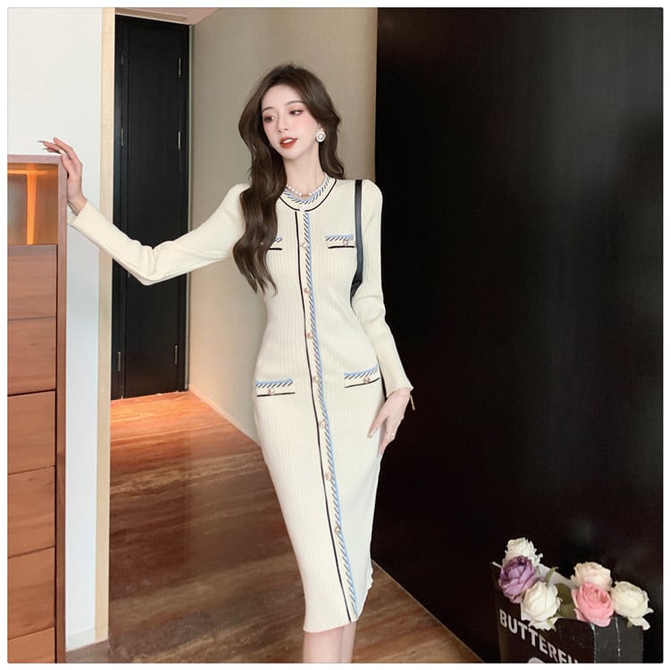 【dress】目立つ！エレガントニットワンピース　M17624