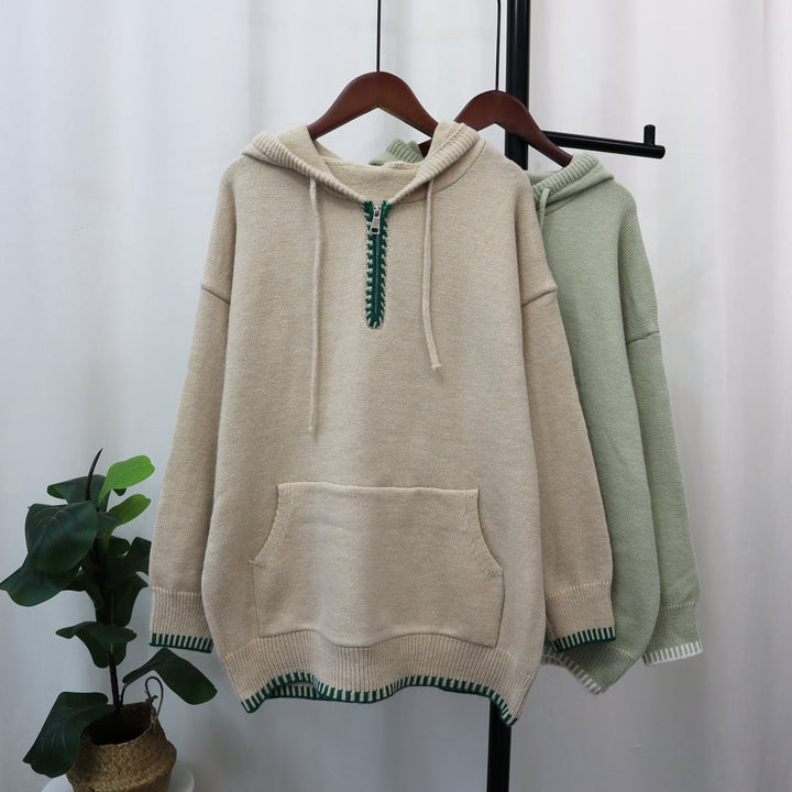 【tops】フード付きニットセーター　M18341