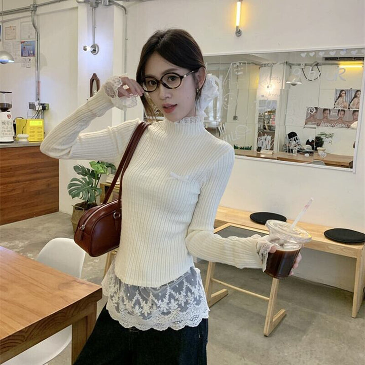 【tops】ドッキングニットトップス　M27458