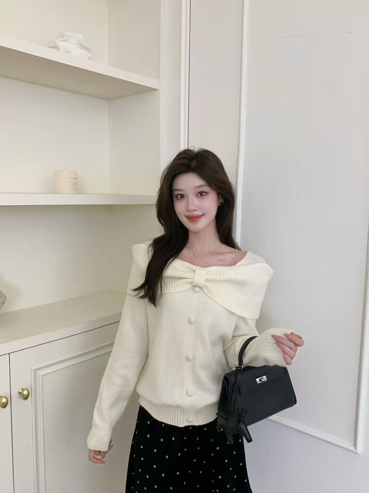 【tops】リボンニットトップス　K0667