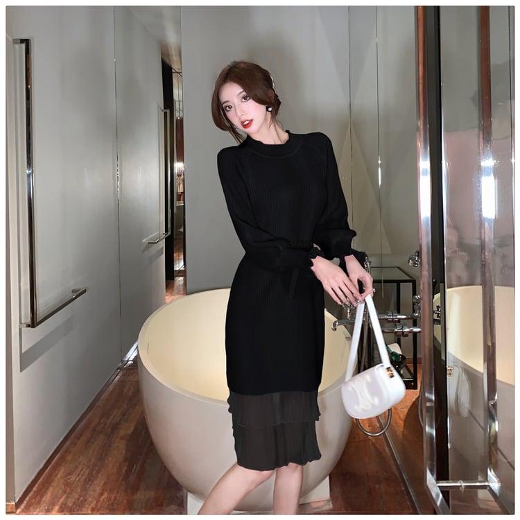 【dress】ドッキングニットワンピース　M18136