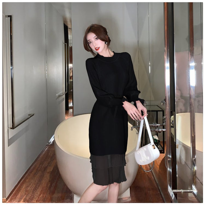 【dress】ドッキングニットワンピース　M18136