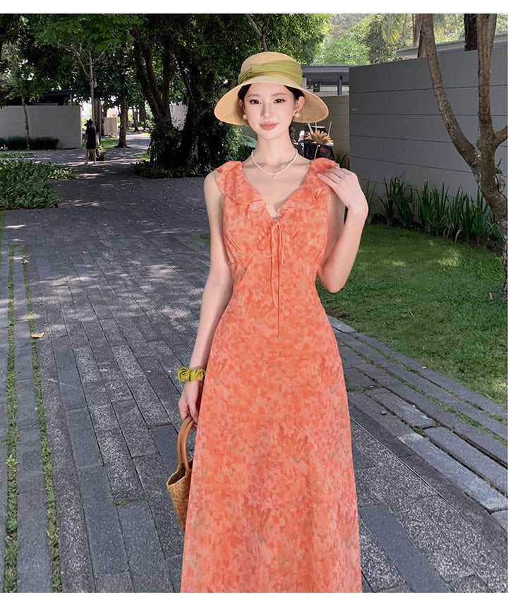 【dress】フリル花柄ワンピース　M24716