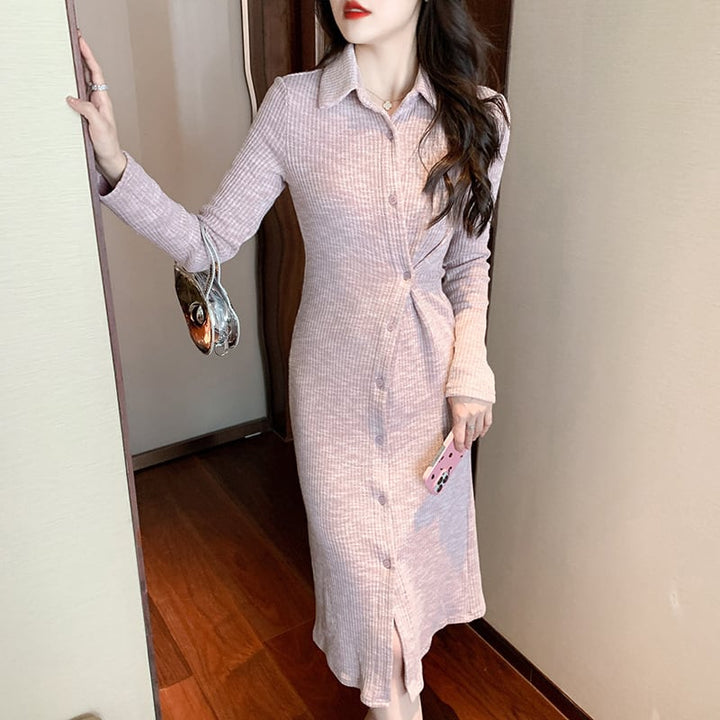 【dress】ボタンデザインニットワンピース　M17994