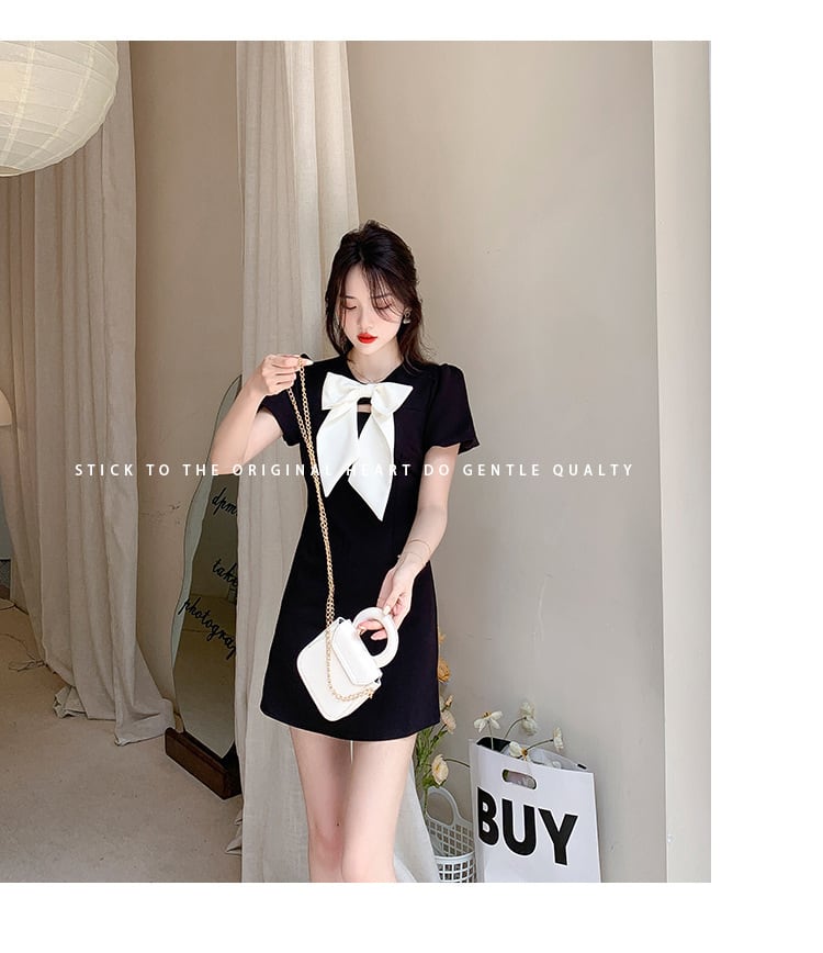 【dress】人気アイテム ! リボン付きデートワンピース　M17233