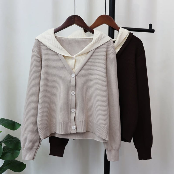 【outer】切り替えニットカーデ　M25438