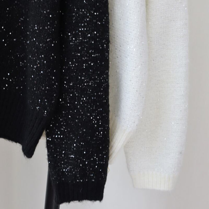 【tops】ビジューリボン付きニットセーター　M28375