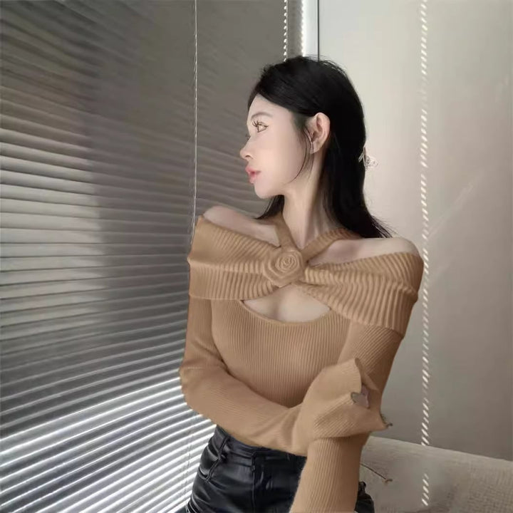 【tops】オフショルダーニットトップス　M26734