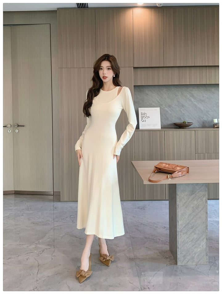 【dress】今季マストバイ切り替えニットワンピース　M17622