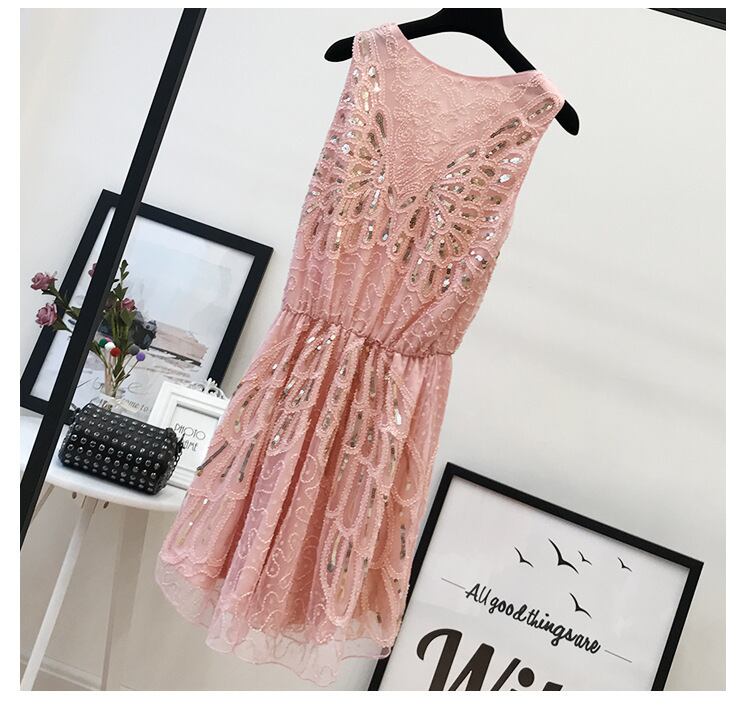 【dress】ノースリーブスパンコールワンピース　M30142