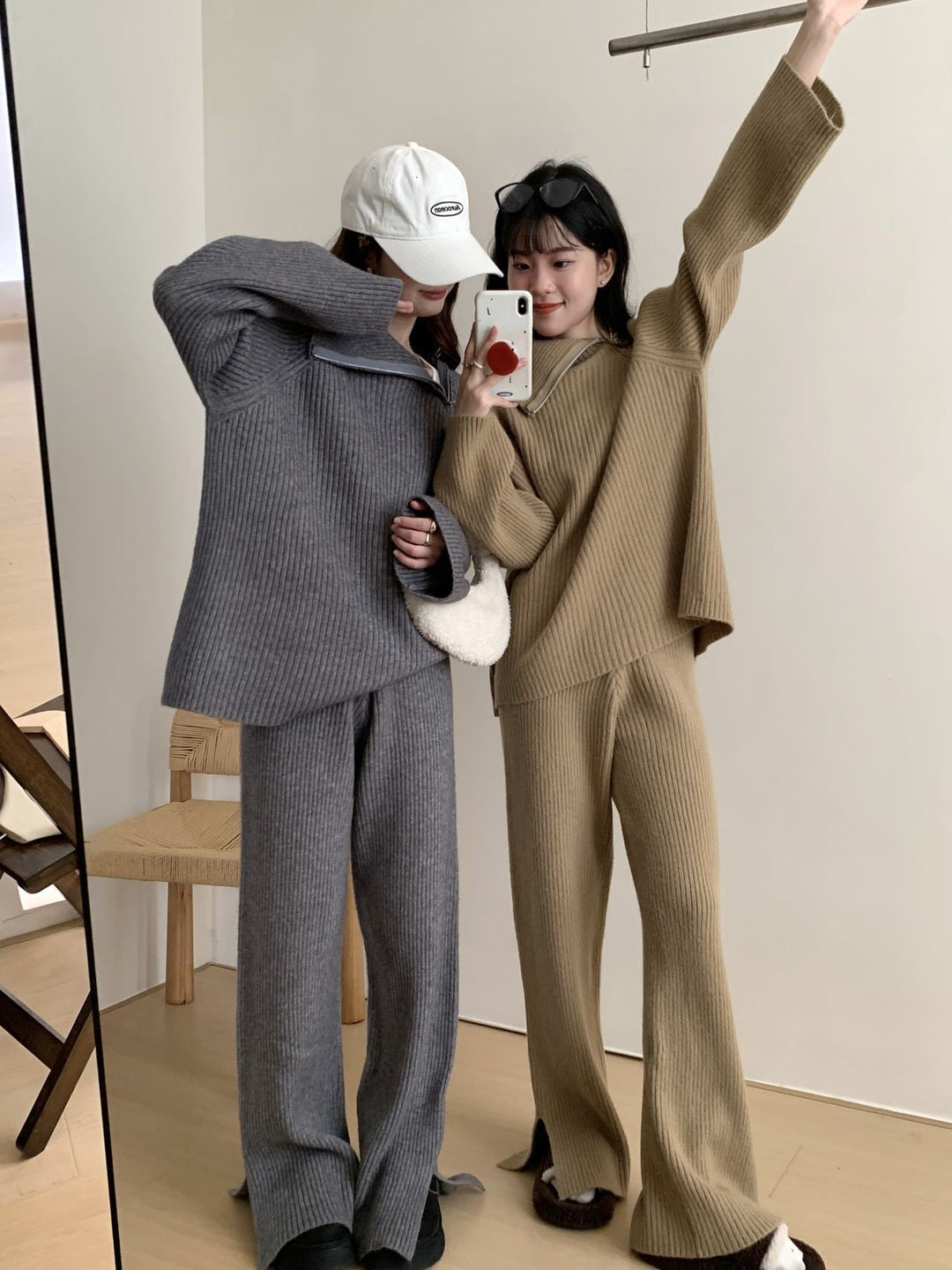 【set】ニットセーター+ワイドパンツセット　M26746