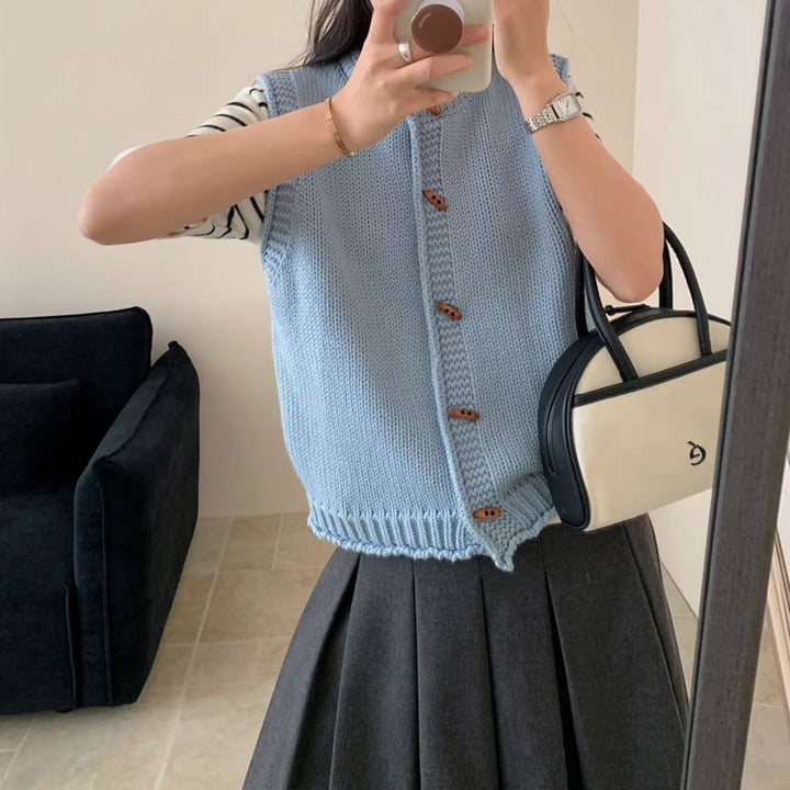 【tops】4色展開ニットベスト Q8062