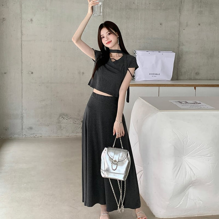 【set】Tシャツ×ロングスカートセット　M24192