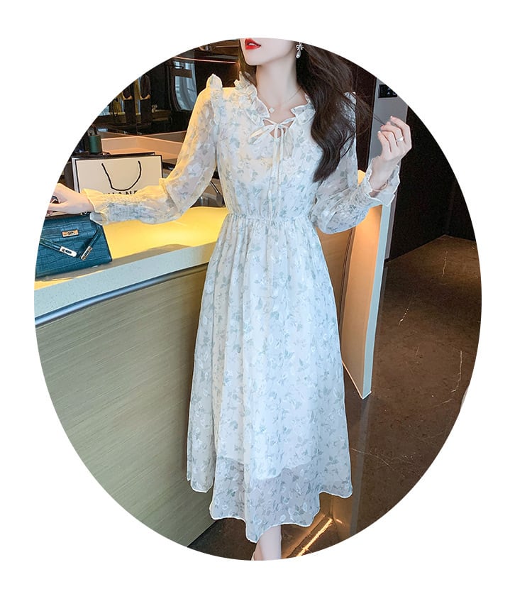 【dress】早い者勝ちVネック一目惚れ清新花柄ワンピース　M17030