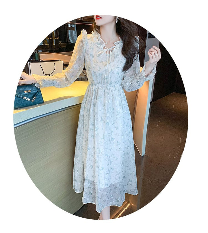 【dress】早い者勝ちVネック一目惚れ清新花柄ワンピース　M17030